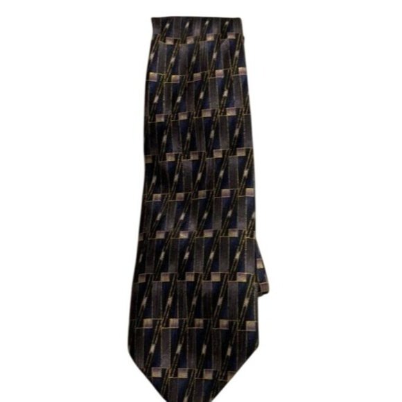 Oscar De La Renta Abstract Geometric Silk Necktie Luxury Designer Menswear Acces - Picture 1 of 5